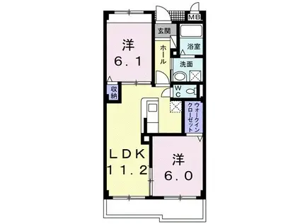 シャン・ド・フルールII(2LDK/1階)の間取り写真