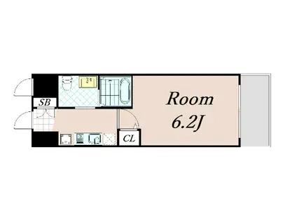 近鉄京都線 東寺駅 徒歩4分 7階建 築14年(1K/2階)の間取り写真