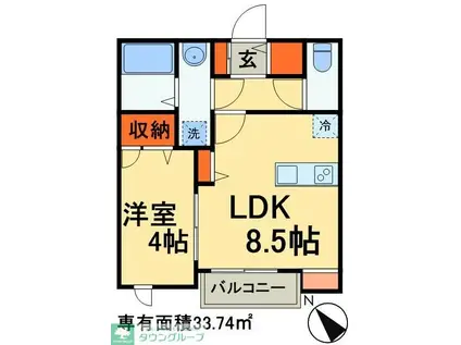 HI・VILLAⅡ(1LDK/2階)の間取り写真