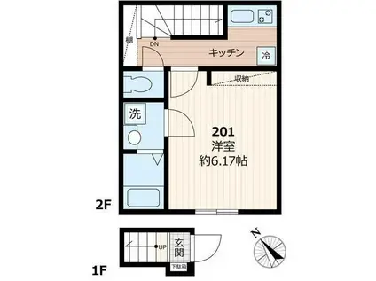 VINOSITY八千代(1K/2階)の間取り写真