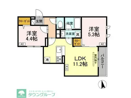 セレスティア徳丸 A(2LDK/3階)の間取り写真