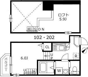ハーモニーテラス千種(1K/1階)の間取り写真
