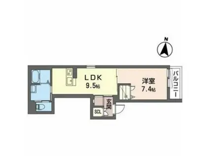 シャーメゾン翠嵐(1LDK/1階)の間取り写真