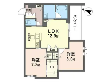 ラ グリシーヌIII(2LDK/1階)の間取り写真