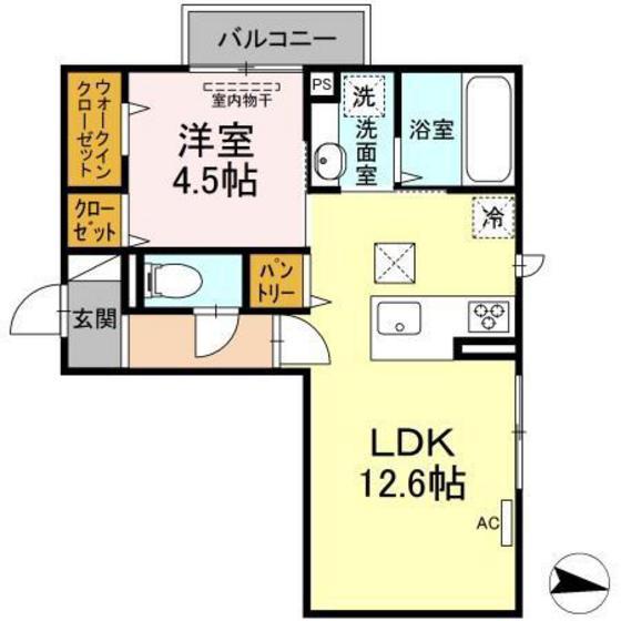 オッツ・K(1LDK/1階)の間取り写真