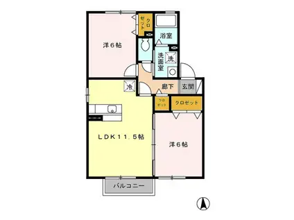ブランソレイユ(2LDK/1階)の間取り写真