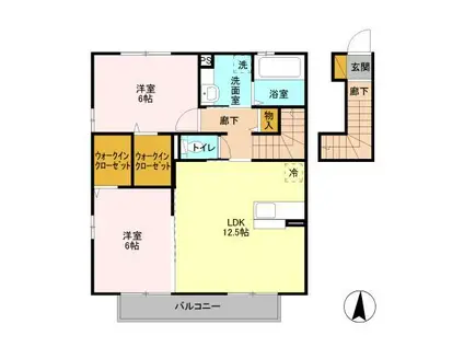 ソレイユA(2LDK/2階)の間取り写真