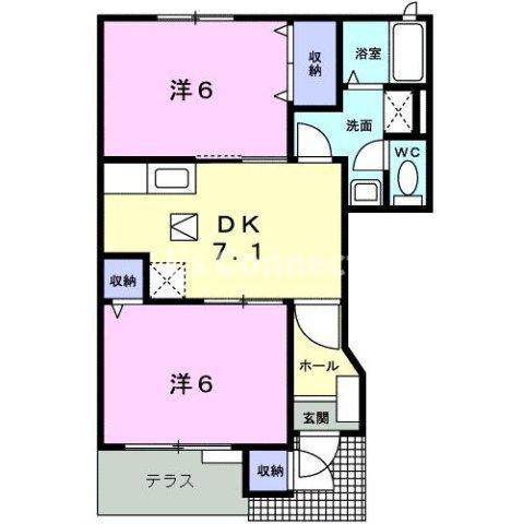 セントラル・ケイC棟(2DK/1階)の間取り写真