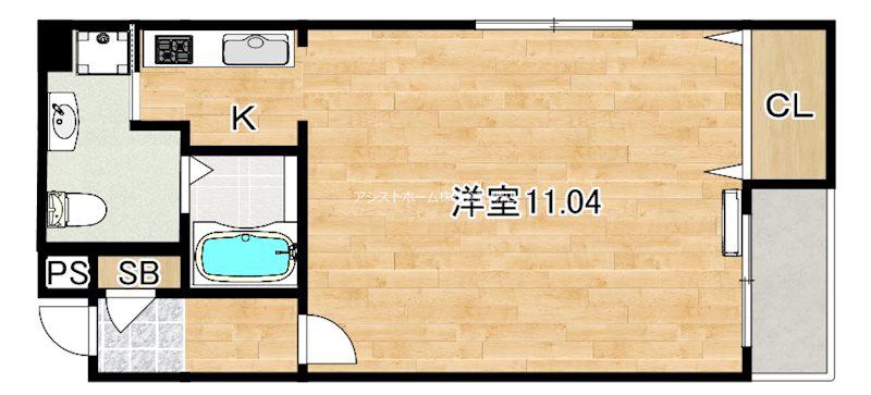 プライムス堺駅前フェニックス通(1K/5階)の間取り写真