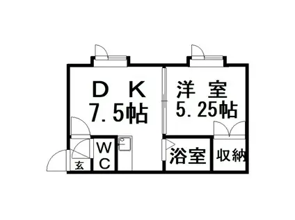 ノースキャピタルB棟(1DK/2階)の間取り写真