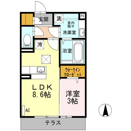 クレサージュ(1LDK/1階)の間取り写真