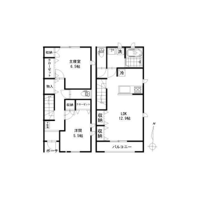 NAOLIFE B棟(2LDK/1階)の間取り写真