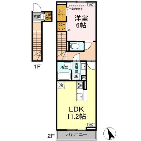 MAISON DE MON REVE 高円寺(1LDK/2階)の間取り写真