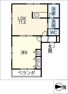 LACASA弥富II(1LDK/3階)の間取り写真