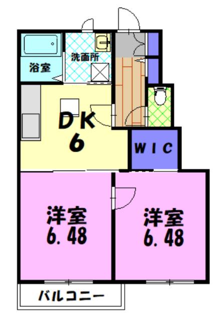 ブランシェタウンD(2DK/1階)の間取り写真