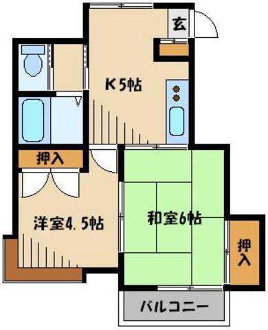 サンヒルズ武蔵浦和(2DK/1階)の間取り写真