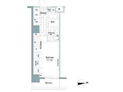 ザパークハビオ上野レジデンス(ワンルーム/6階)の間取り写真