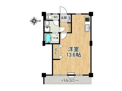 メルベーユ(ワンルーム/4階)の間取り写真