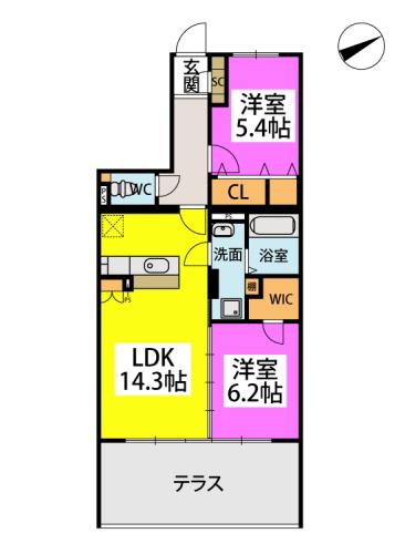 ステラガーデン(2LDK/1階)の間取り写真