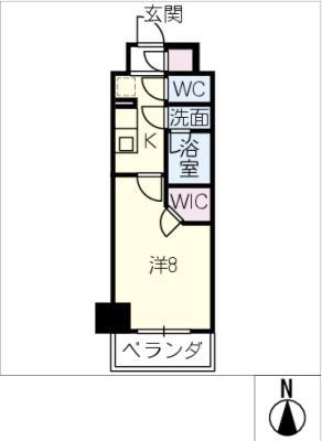ザ・パークハビオ名古屋松原(1K/10階)の間取り写真