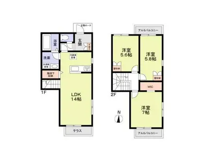 GRACE COURTIII-野崎4丁目-(3LDK/1階)の間取り写真