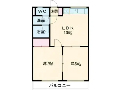 ニュー大寛ハイツ(2LDK/1階)の間取り写真