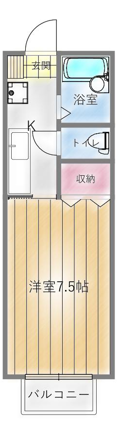 クレスト長町(1K/1階)の間取り写真