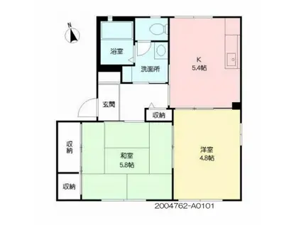 パルモ  A棟(2K/1階)の間取り写真