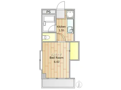 ローズリッチ都立大(1K/2階)の間取り写真