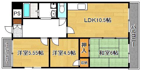 エルエムヒルズ平野(3LDK/6階)の間取り写真