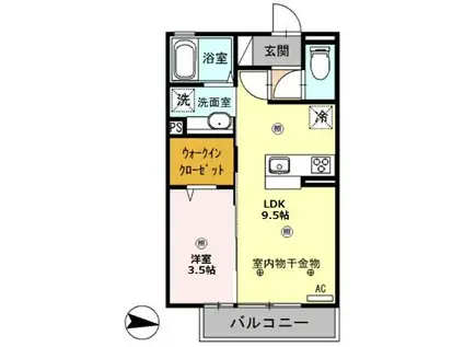 アルチザン201(1LDK/2階)の間取り写真