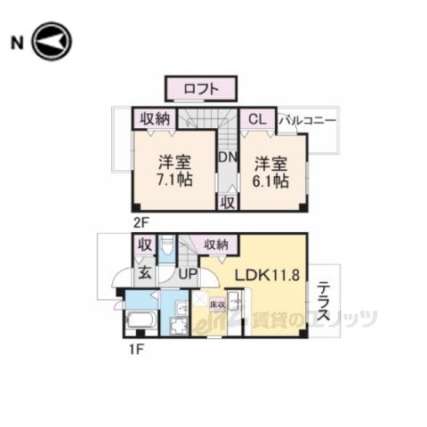 コンフォート浅古Ⅱ(2LDK/1階)の間取り写真