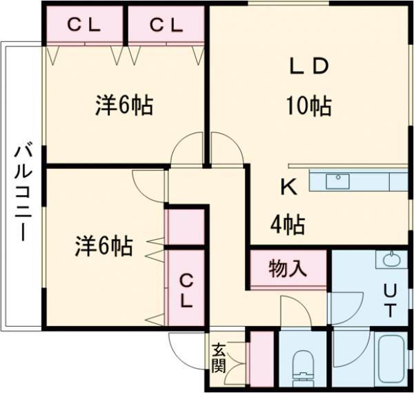 ファンシーK(2LDK/2階)の間取り写真