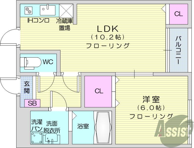 メゾンドゥ・レーヴありさ(1LDK/2階)の間取り写真