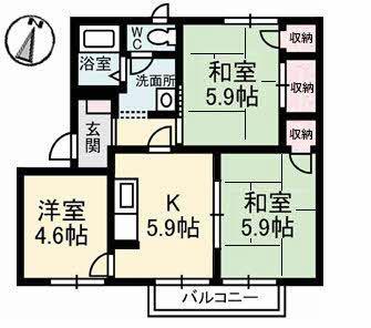 フレグランス福島A棟(3K/1階)の間取り写真
