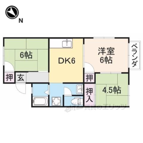 レークハイツ西今B(3DK/2階)の間取り写真