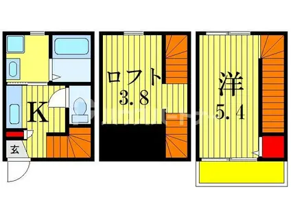 SERENO検見川(1K/1階)の間取り写真