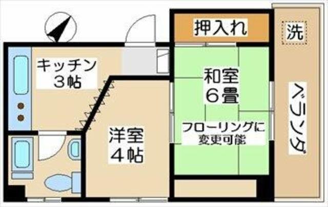 パークハイツ(2K/4階)の間取り写真