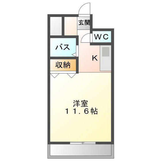 VIP-IN太平洋ノースヒルズ(1K/2階)の間取り写真