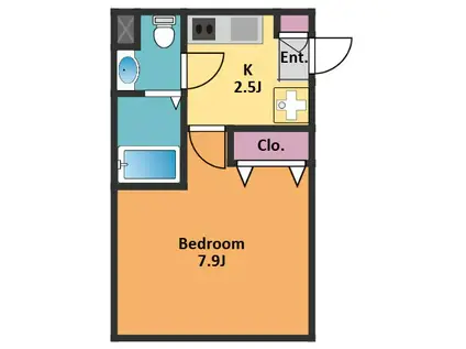 グラシア駒沢公園通(1K/1階)の間取り写真