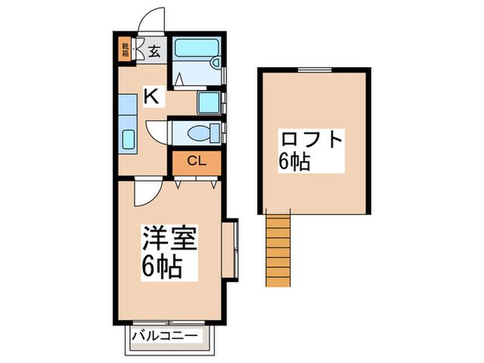 アドバンス(1K/2階)の間取り写真