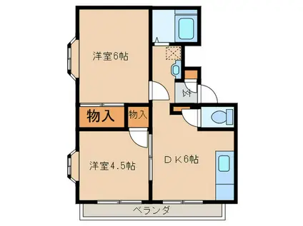 アザレアコーポ A棟(2DK/1階)の間取り写真