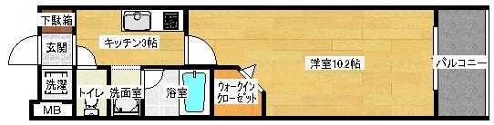 グラビスコート白島(1K/6階)の間取り写真