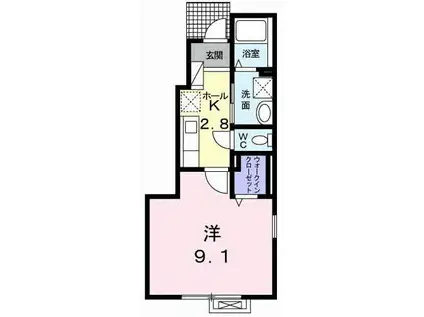 ハイポワール(1K/1階)の間取り写真