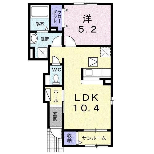 ボヌ・ジュルネ III(1LDK/1階)の間取り写真