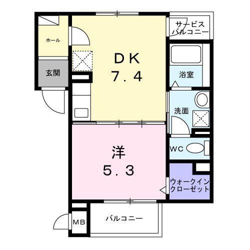 クレーシェレ(1DK/2階)の間取り写真