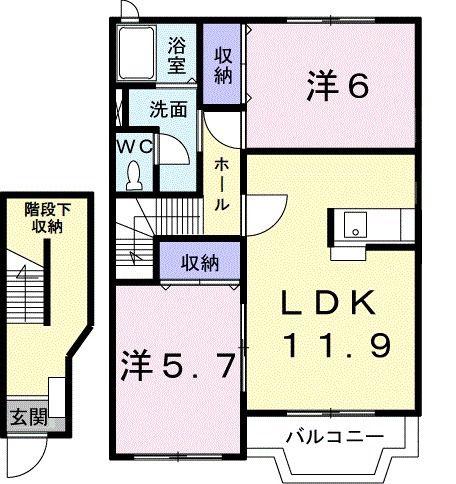アバンツァート(2LDK/2階)の間取り写真