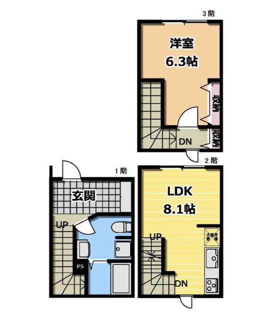 MOK-TERRACE行徳(1LDK/3階)の間取り写真