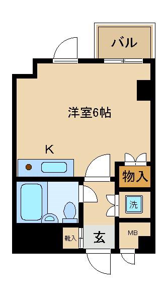 ライオンズマンション南方(ワンルーム/4階)の間取り写真