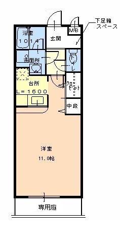 レジデンス四ヶ郷(ワンルーム/1階)の間取り写真
